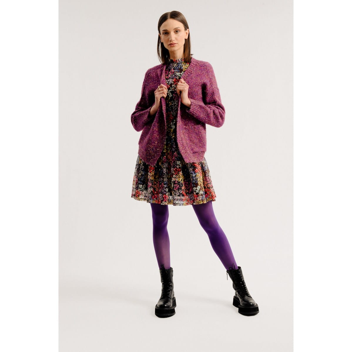 Molly Bracken - Ladies Knitted Cardigan - Bougainvillier Purple (1)