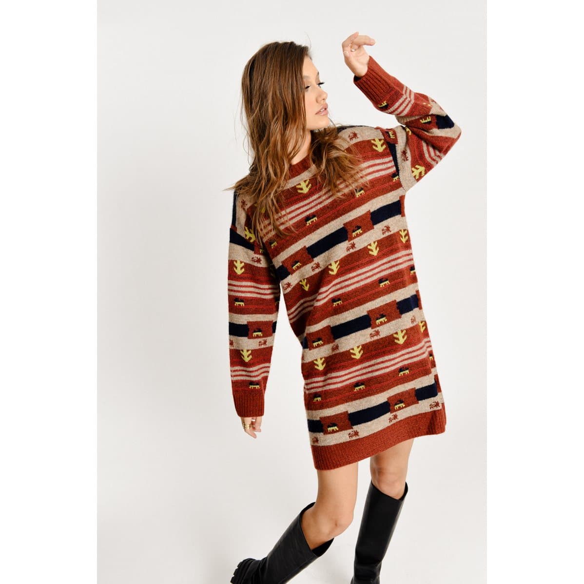 Molly Bracken - Ladies Knitted Dress - Rust (1)