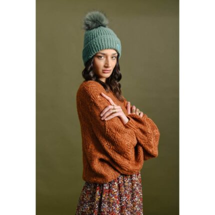 Molly Bracken - Ladies Knitted Hat Bs - Sage Green (1)