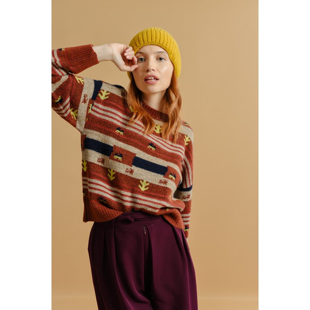 Molly Bracken - Ladies Knitted Hat - Saffron Yellow (1)