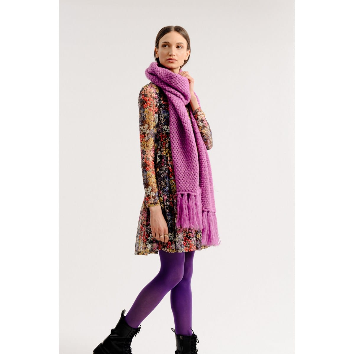 Molly Bracken - Ladies Knitted Scarf Bs - Bougainvillier Purple (2)