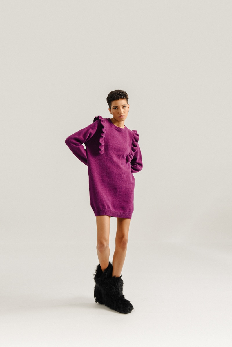 Molly Bracken - Ladies Knitted Dress - Plum (1)