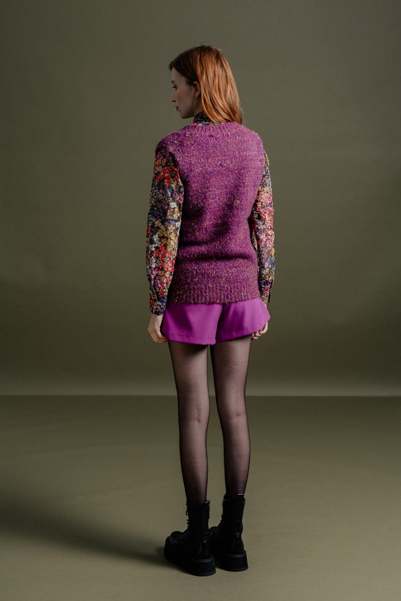 Molly Bracken - Ladies Knitted Sleeveless Sweater - Bougainvillier Purple (2)