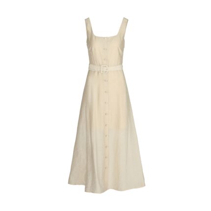 Frnch- Lucy Paris - Μακρύ φόρεμα με κουμπιά και ζώνη - Beige