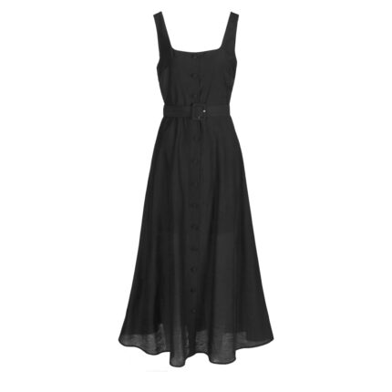 Frnch- Lucy Paris - Μακρύ φόρεμα με κουμπιά και ζώνη - Noir