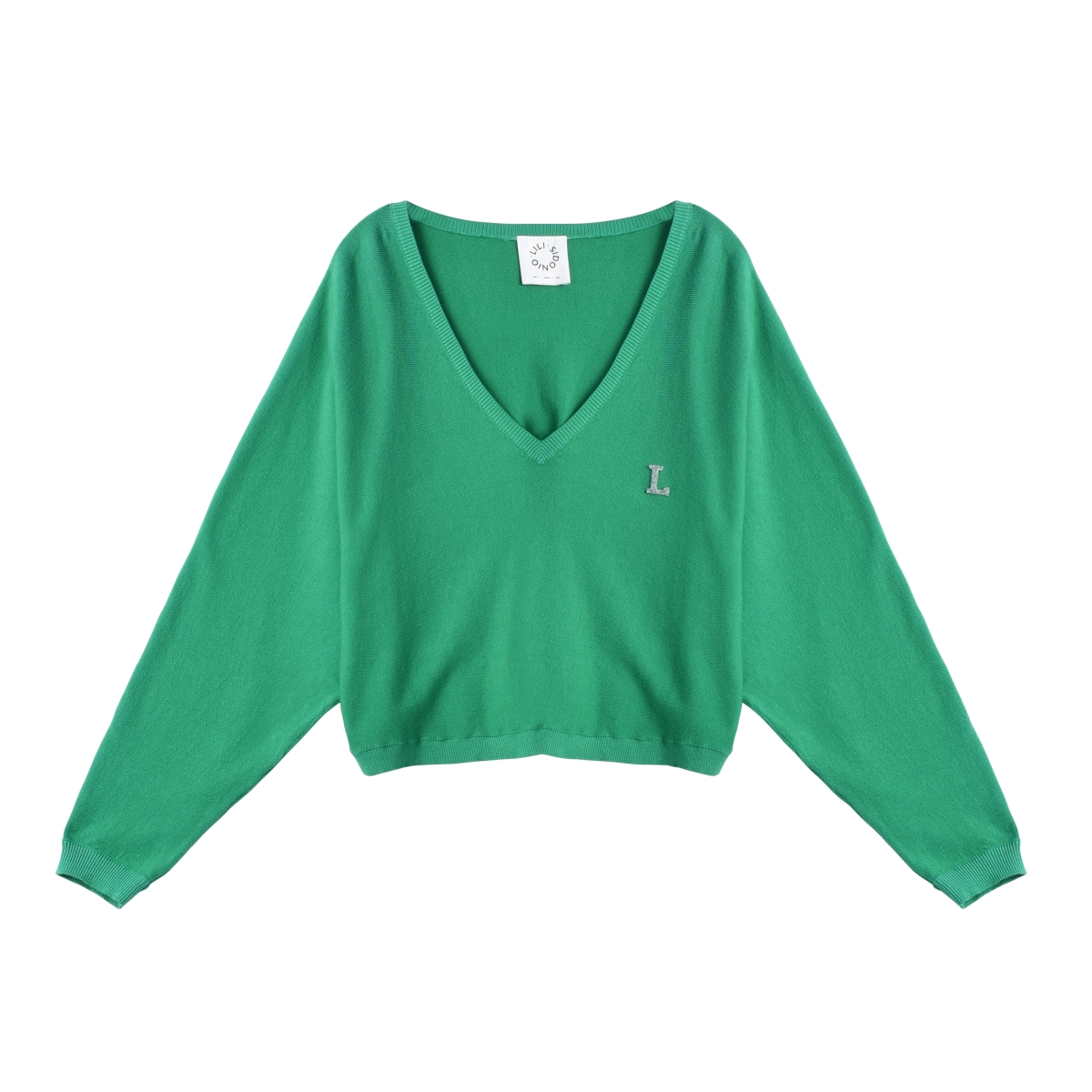 Lili Sidonio - Μακρυμάνικη μπλούζα με V ντεκολτέ - Green