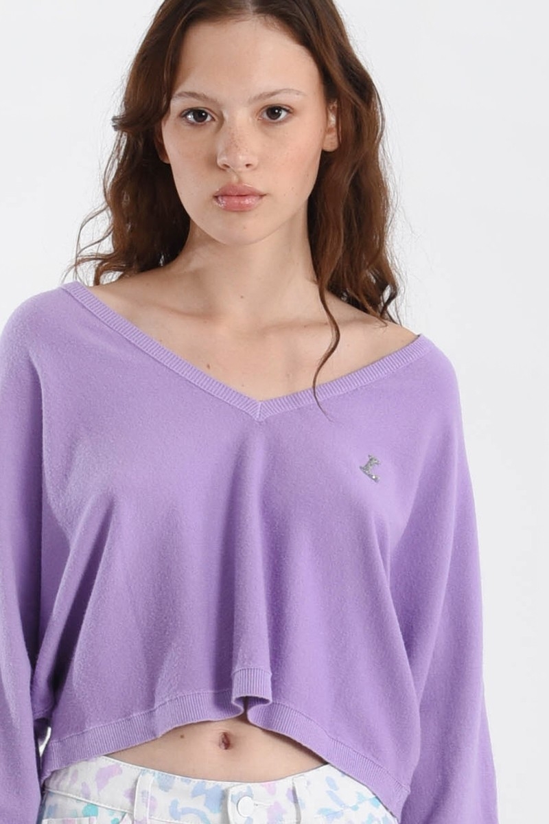 Lili Sidonio - Μακρυμάνικη μπλούζα με V ντεκολτέ - Lilac