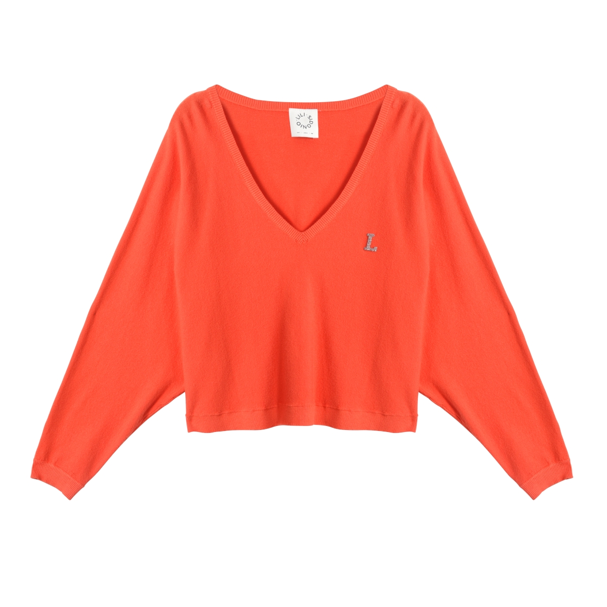 Lili Sidonio - Μακρυμάνικη μπλούζα με V ντεκολτέ - Red Orange