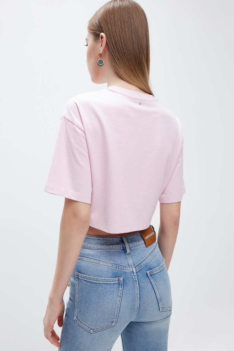 Miss Sixty - Crop Top με κεντήματα - D27 Baby Pink_1